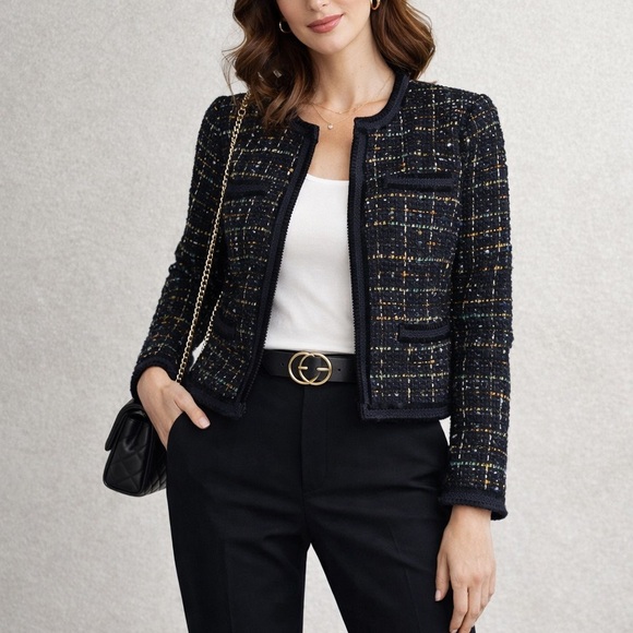 Tahari Jackets & Blazers - Tahari Navy Tweed Blazer